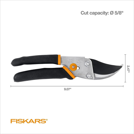 Tijeras de podar de derivación Fiskars de 5/8” – Tijeras de jardín – Tijeras de corte de plantas con hoja de acero afilada de precisión