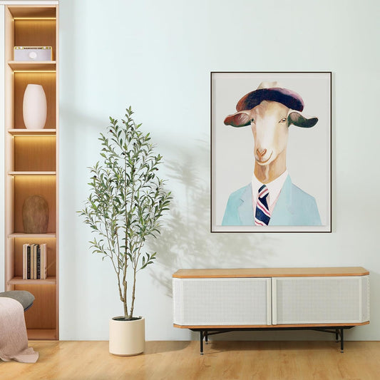 LOMANTO Olivos Artificiales, Olivos Falsos de 1.83 m de Alto para Interiores, Olivo de Seda Sintético, Grandes Plantas de Olivo con Macetero Blanco para Decoración del Hogar y Regalo de Inauguración, 1 Unidad