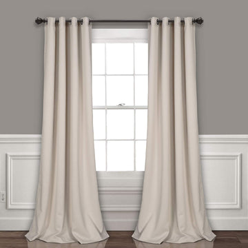 Paneles de cortina de ventana opaca con ojales aislados Lush Decor, par, 52" ancho x 108" largo, trigo - Diseño clásico moderno - Decoración de ventana elegante - Cortinas largas para sala de estar, dormitorio o comedor