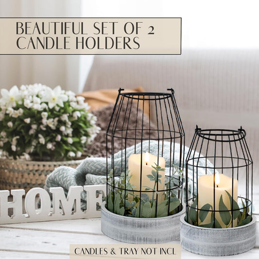 Farol rústico de granja - Elegantes faroles decorativos para tu sala de estar, chimenea o mesa de comedor - Belleza moderna y sofisticada para todo tu hogar