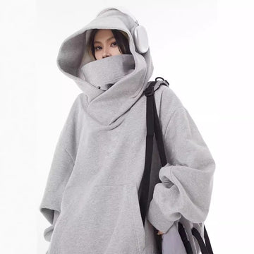 Sudadera con capucha, forro polar y cuello alto holgado