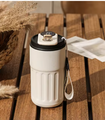 Taza de café portátil inteligente con pantalla digital, botella de agua de acero inoxidable, termo de coche, taza aislada para mantener el frío, 450ml